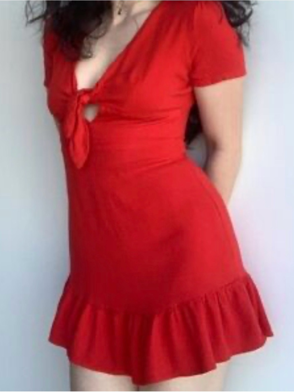 Petal Roz size M dress Tie-Front Short Sleeve Tunic in Vibrant Red